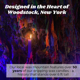 Candlestock Hippie Drippy blue bottle candle for chic, moody evenings.