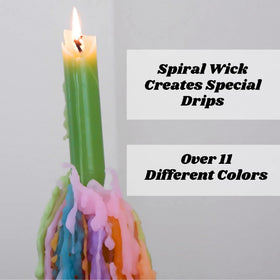 Candlestock Hippie Drippy Candles in turquoise and pink for vibrant tables.