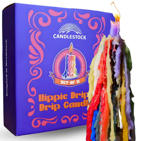 Candlestock Hippie Drippy Candles on a wine bottle for ambient decor.