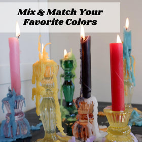 Candlestock Hippie Drippy Candles in yellow and red elevate celebrations.