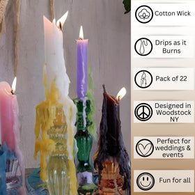 Candlestock blue wine bottle drip candle cool coastal look