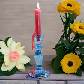 Candlestock red wine bottle drip candle warm festive glow