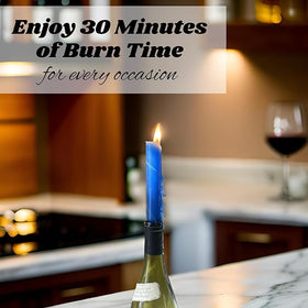 Candlestock white wine bottle drip candle creates soft ambient glow