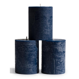 CANDWAX 3x4 navy pillar candles provide long-lasting ambient light for tables