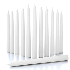Candwax 8in white taper candles set of 12 with clean, long burn for Christmas decor