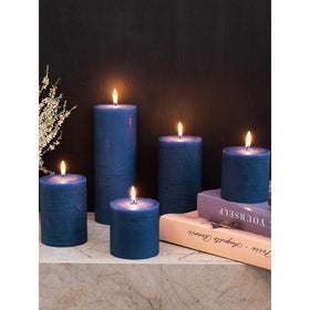 CANDWAX handmade navy blue pillar candles add artisan charm