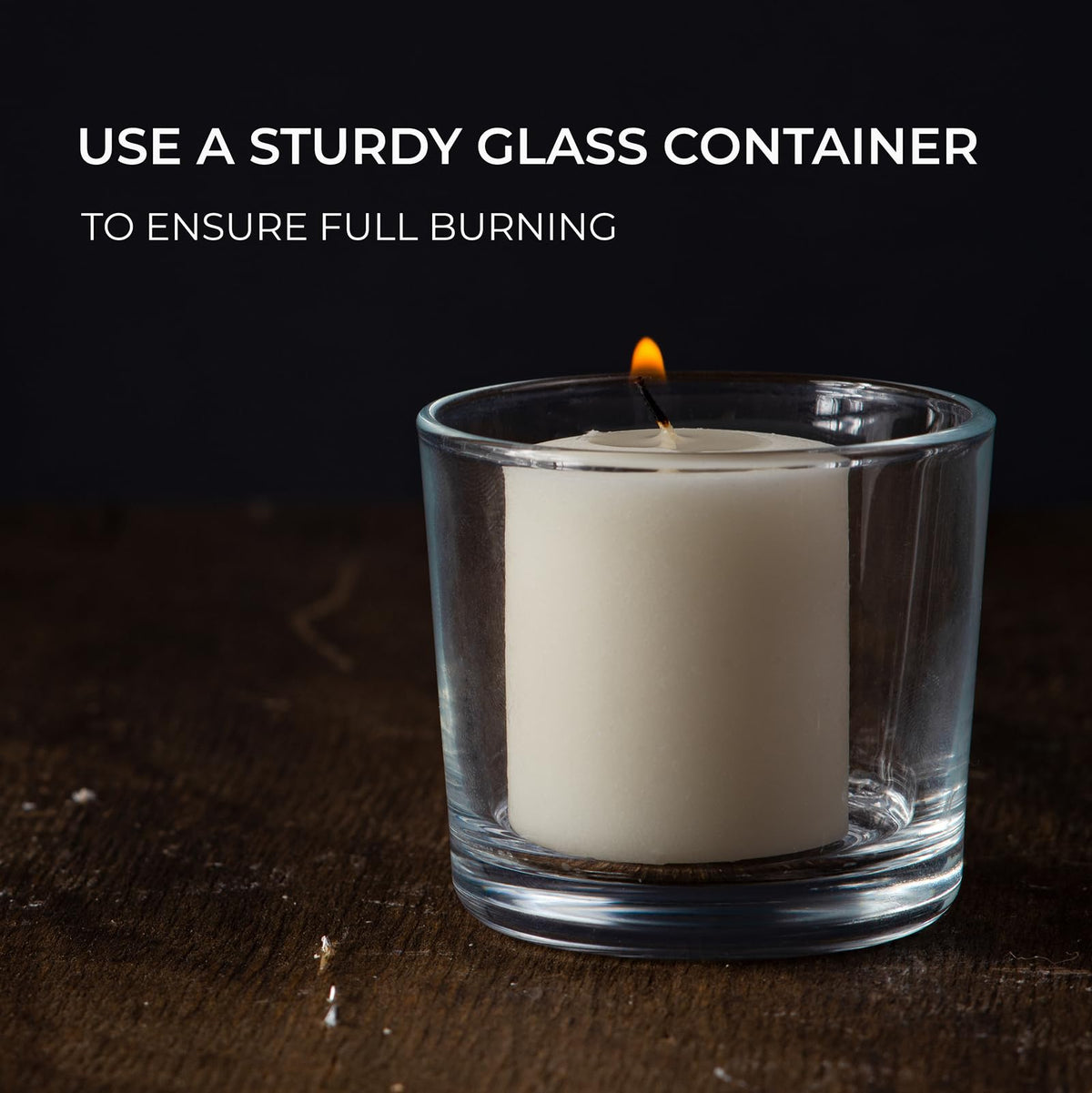 CANDWAX ivory votive wick close-up showing clean, steady wax edge.