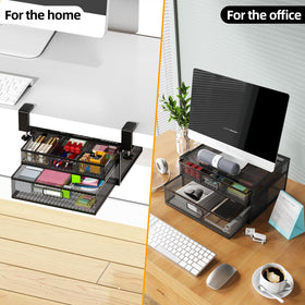 Cankm no drilling mount system protects desk surface and leaves no marks.