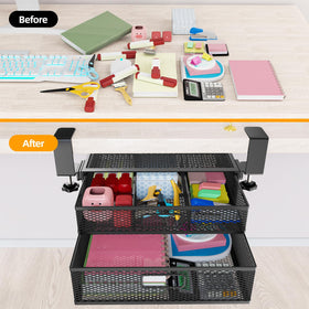 Cankm clamp-on setup secures under desk without tools.