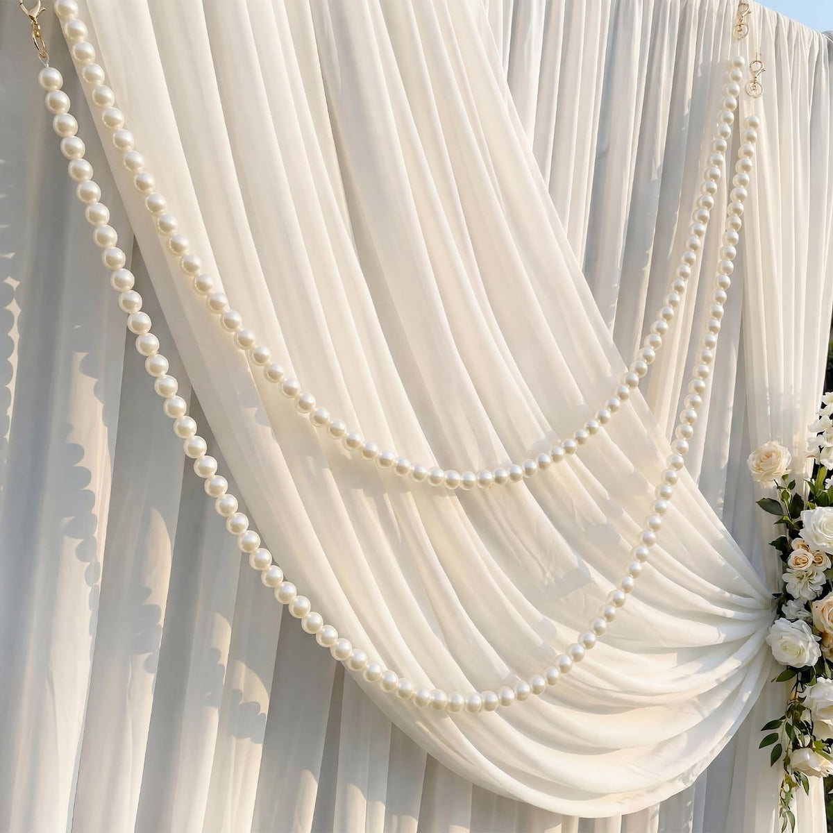 Canlierr giant 25mm ivory-white pearl garland for an elegant backdrop decoration