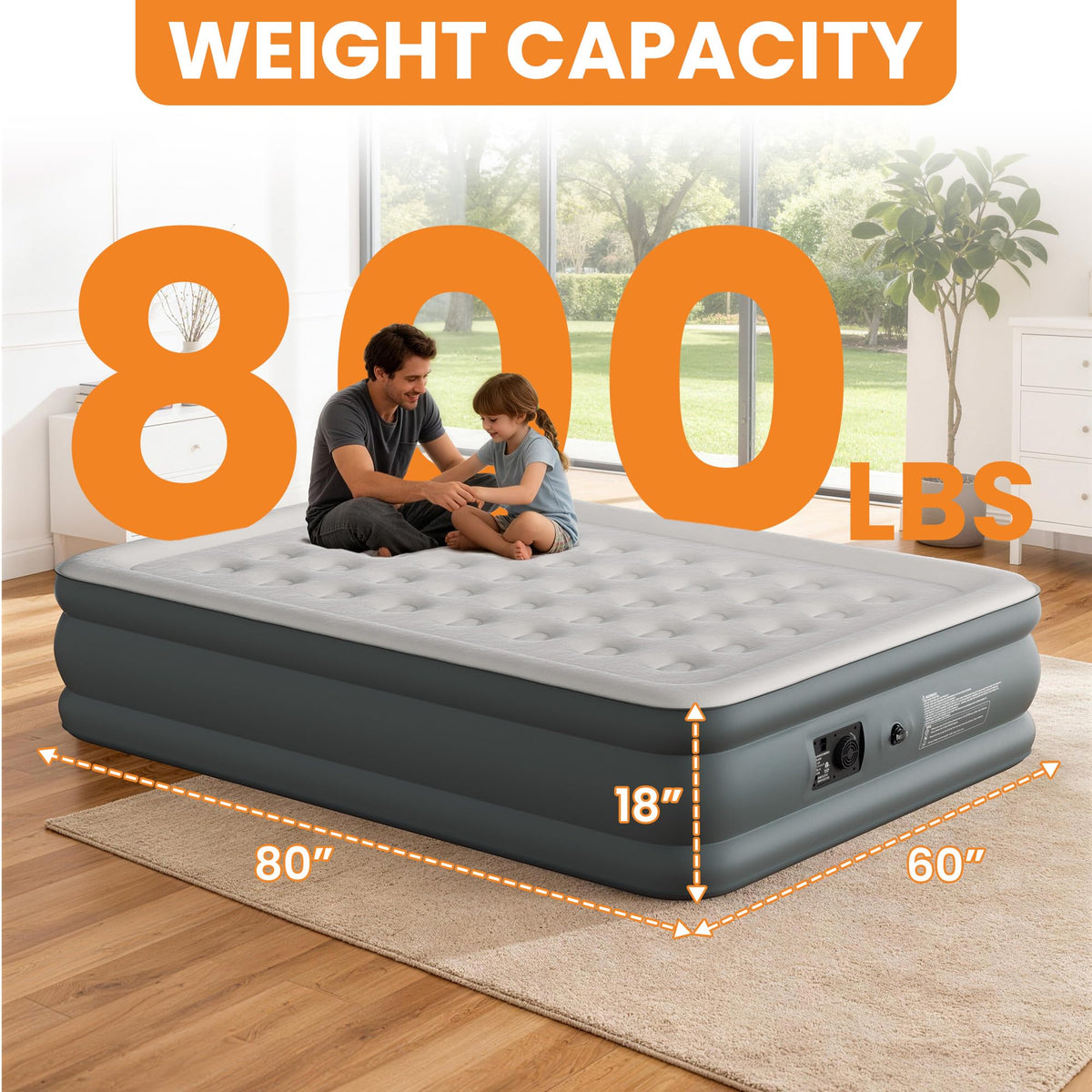 Canpsky Queen air mattress in queen size offering reliable guest comfort.