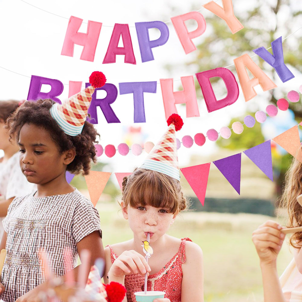 CANREVEL Happy Birthday felt sign adds a colorful focal point for celebrations.