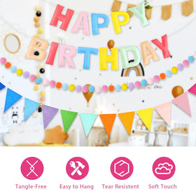 CANREVEL triangle fabric pennant garland brightens walls and mantels.