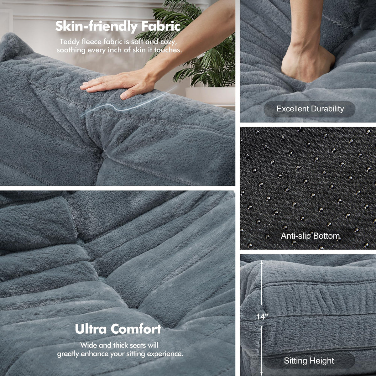 Anti-slip bottom keeps the Cansunna chair stable on smooth floors.
