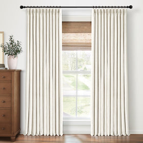 CAPALOCA natural linen blackout curtains closeup showing soft fabric and light-control benefits