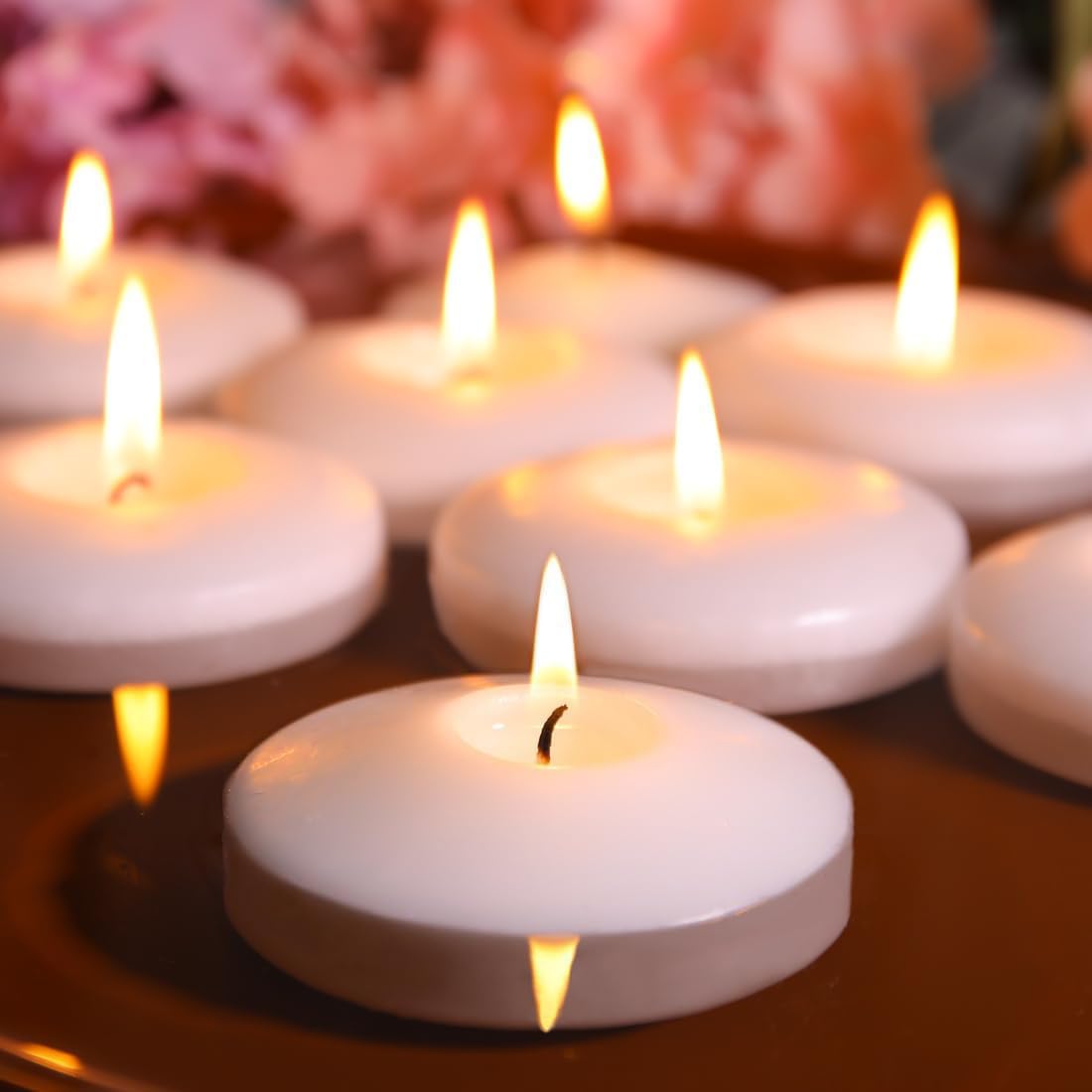 Capaniel 3-inch white floating candle on water creates elegant ambiance