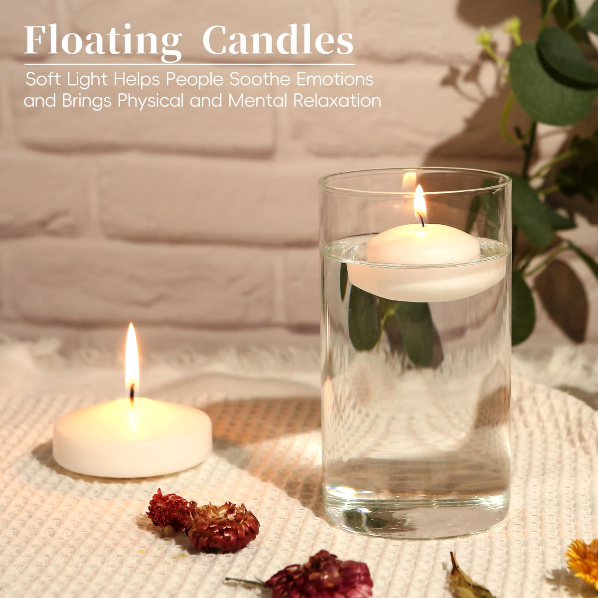 Capaniel 48-pack floating candles packaging ready for bulk event orders.