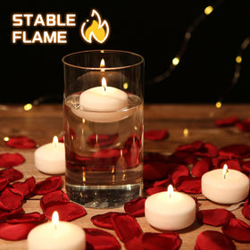 Capaniel 1.75-inch unscented floating candles close-up showing clean burn.