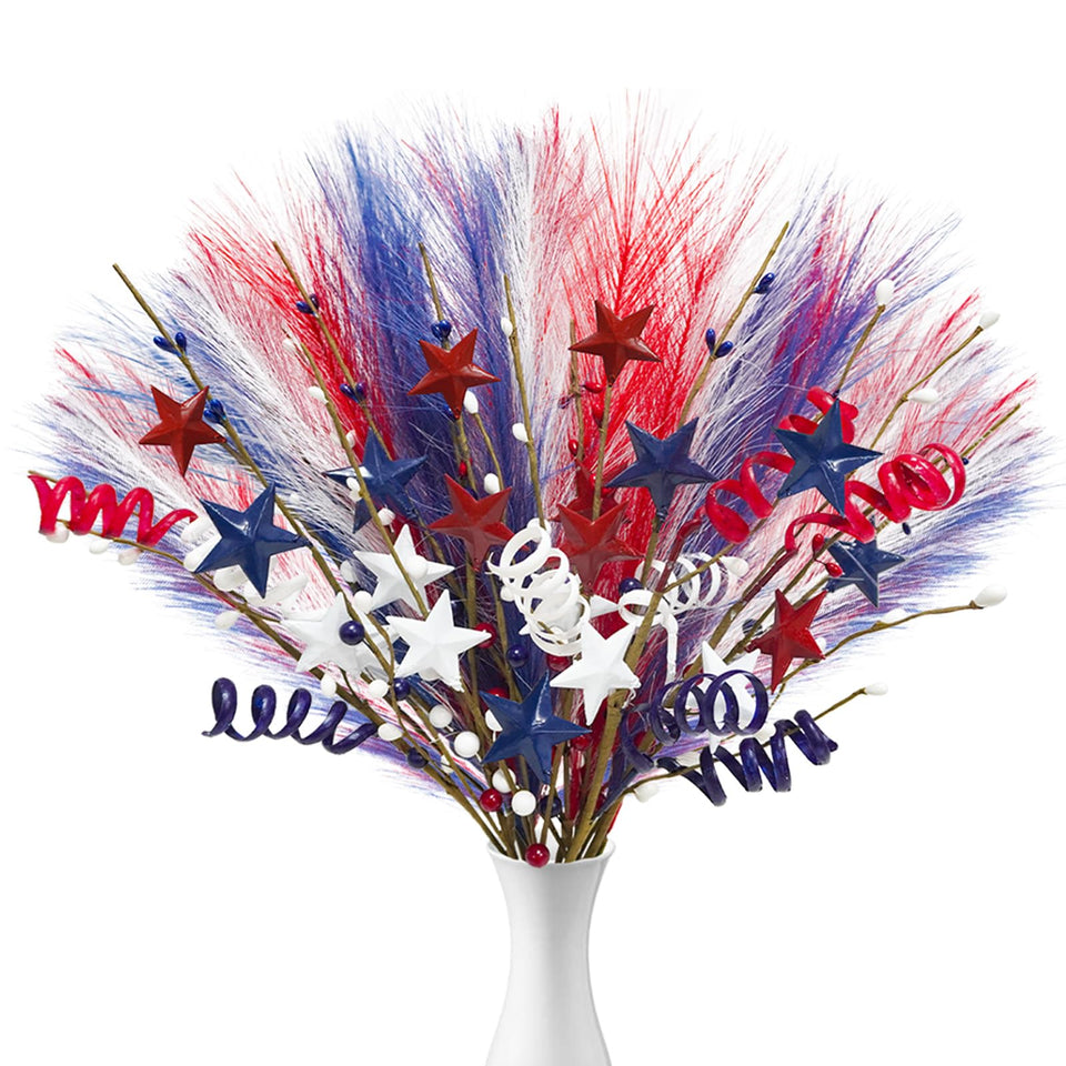 Caplidou patriotic berry stems with stars elevate festive décor and vase arrangements.
