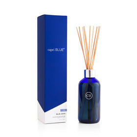 Capri Blue Blue Jean Reed Diffuser bottle with cobalt glass adds stylish decor and linen fragrance