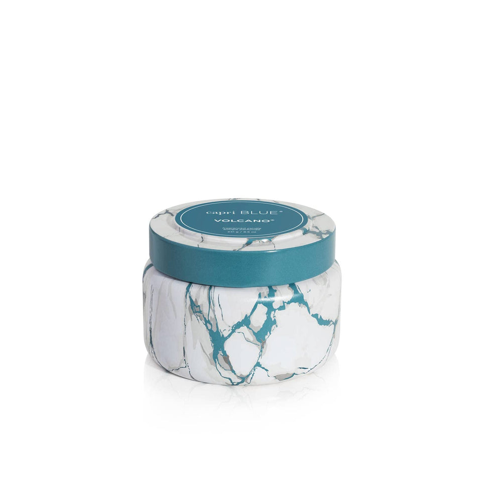 Capri Blue Modern Marble travel tin candle, Volcano scent, long-lasting burn up to 40 hours.