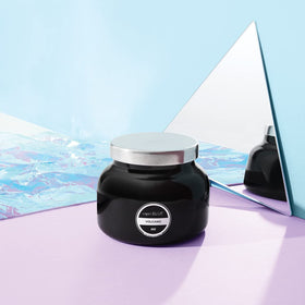 Capri Blue Volcano black jar with packaging ready for gifting.
