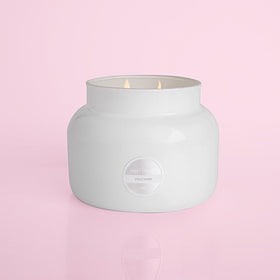Capri Blue Volcano color jar display showcases brand aesthetic