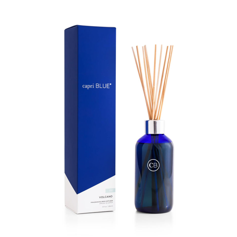 Capri Blue Volcano diffuser 8 oz cobalt bottle enhances any living space with a modern touch.