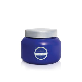 Capri Blue Volcano 28 oz oversized blue jar candle offers long-lasting fragrance for living spaces.
