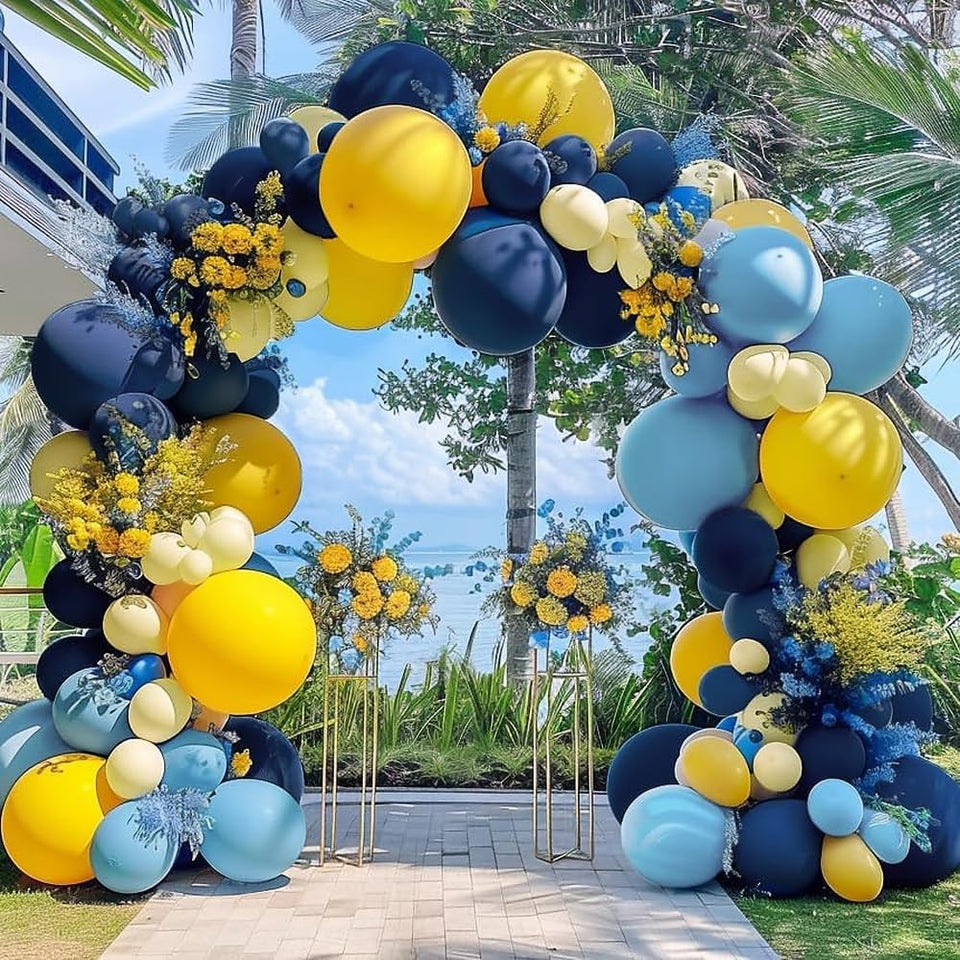 Captank arch kit navy and royal blue balloons create a bold party backdrop