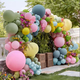 Captank olive green 12in balloons help craft natural backdrops.