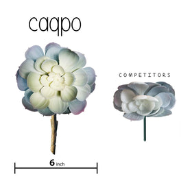 caqpo artificial succulents with hand-painted details add lifelike color to shelves.
