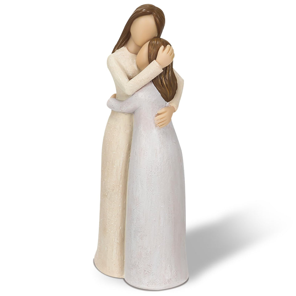 Carracci mother and daughter figurine in a hugging scene; ideal sentimental decor for living spaces.
