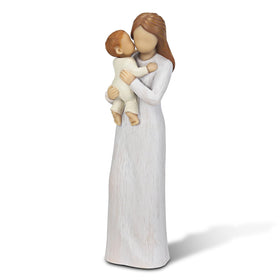 Carracci mom and baby figurine showcases tender family bond for home decor.