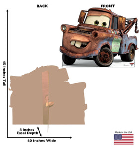 Cardboard People Cars 3 Mater cutout enhances event backdrops with lightweight, reusable décor