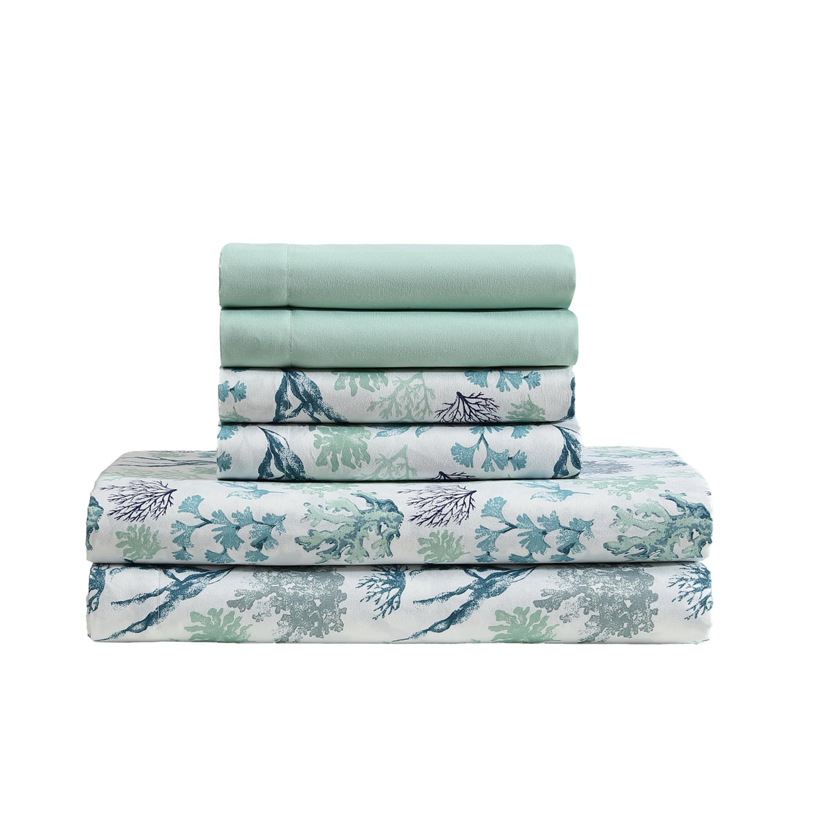 Caribbean Joe 6-piece sheet set with coastal design for a breezy tropical bedroom, soft and comfortable.