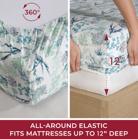 Caribbean Joe standard print pillowcases add colorful detailing.