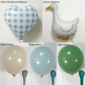 Carnira blue gingham heart foil balloons provide focal details