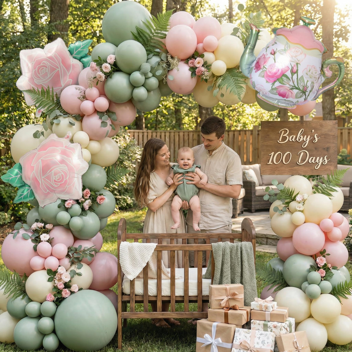 Carnira garden party decor with teapot accents