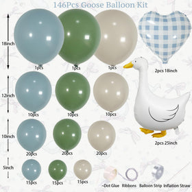 Carnira goose foil and gingham heart balloons add character to the garland
