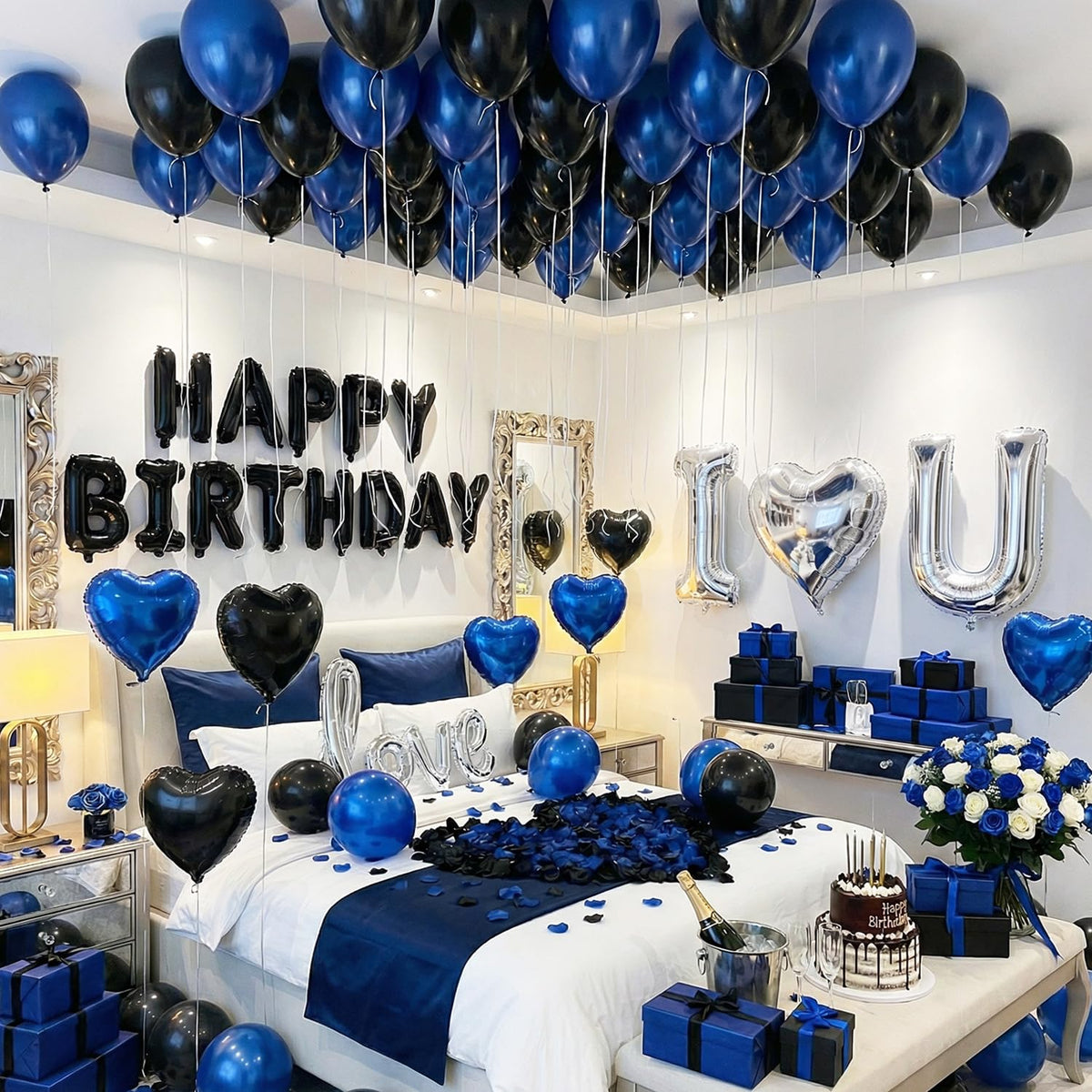 Carnira IU letters 32-inch balloons create a bold romantic focal point.