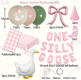 Carnira pink satin bow accents on goose balloons for charming decor
