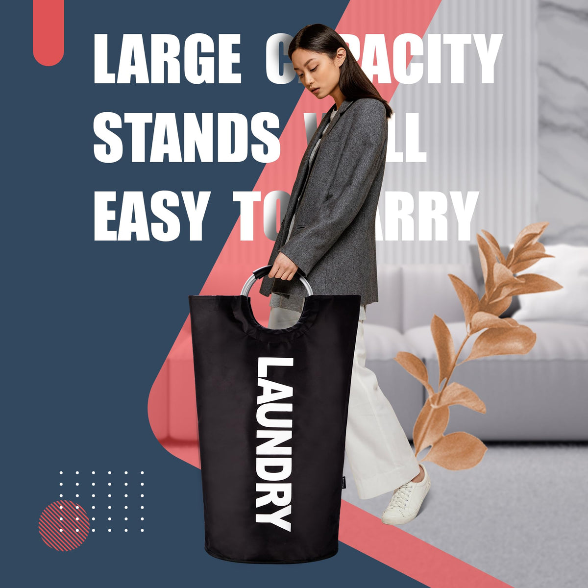 Caroeas 125L laundry basket folded flat for compact storage.