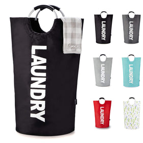 Caroeas 125L laundry basket front view with roomy interior for large loads.