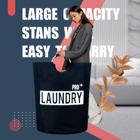 Caroeas laundry basket side view showing tall design saving floor space