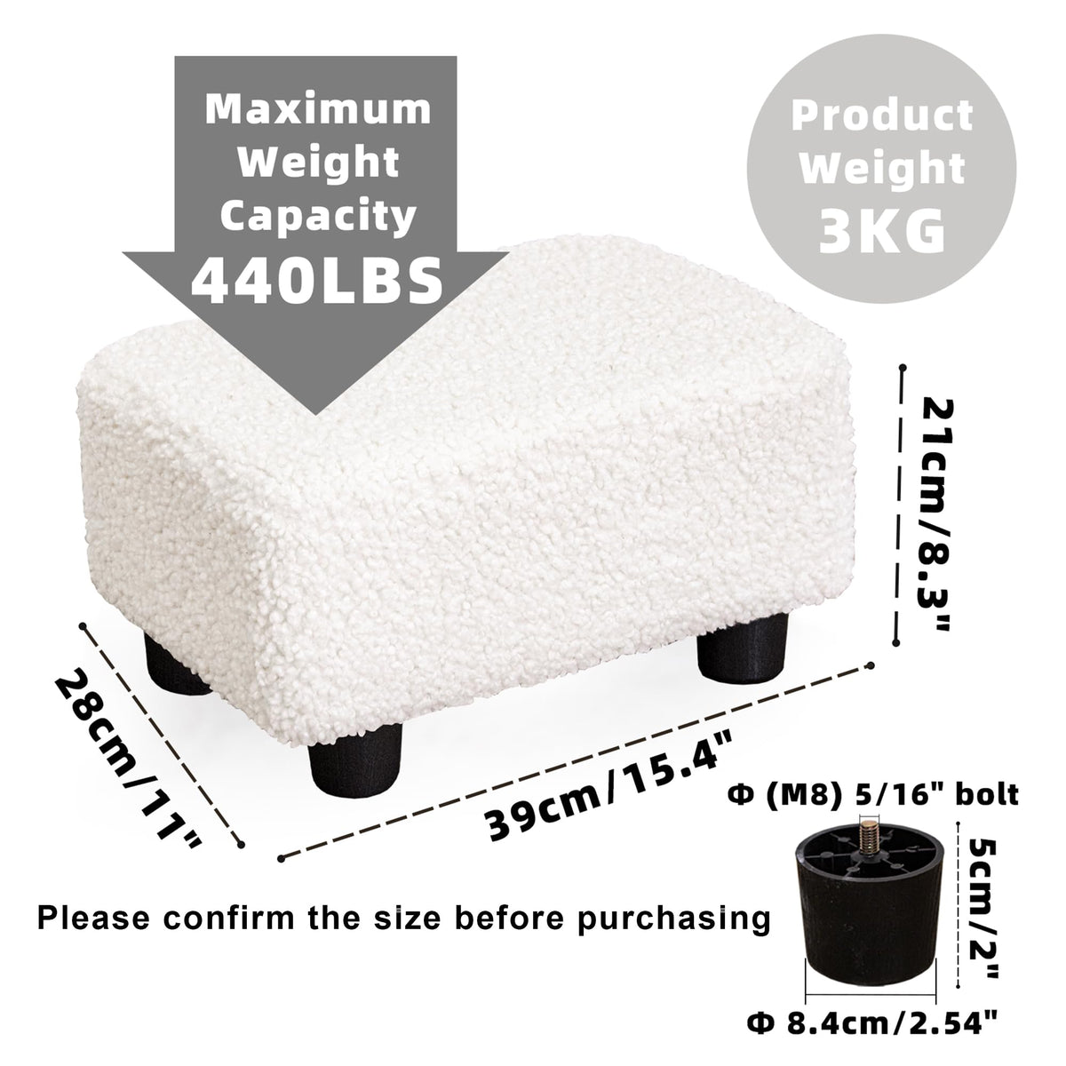 CAROLMADE anti-slip legs keep the stool steady and floor-friendly.