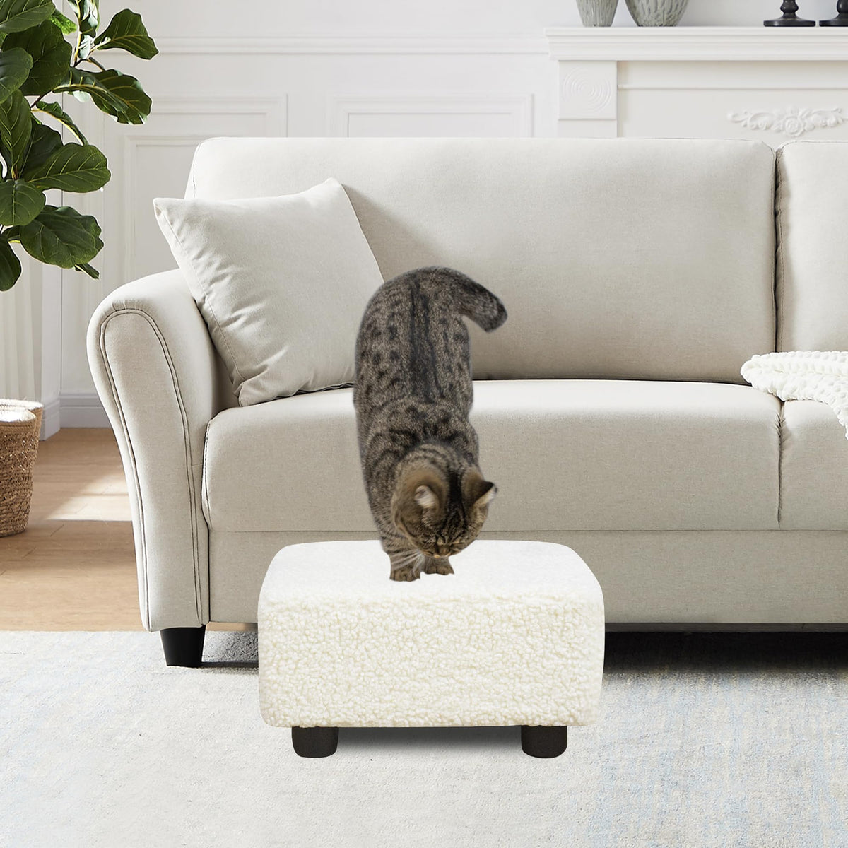 CAROLMADE compact footstool measures 15.4 by 11 by 8.3 inches.