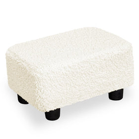 CAROLMADE foot stool with sherpa cover offers plush foot comfort.