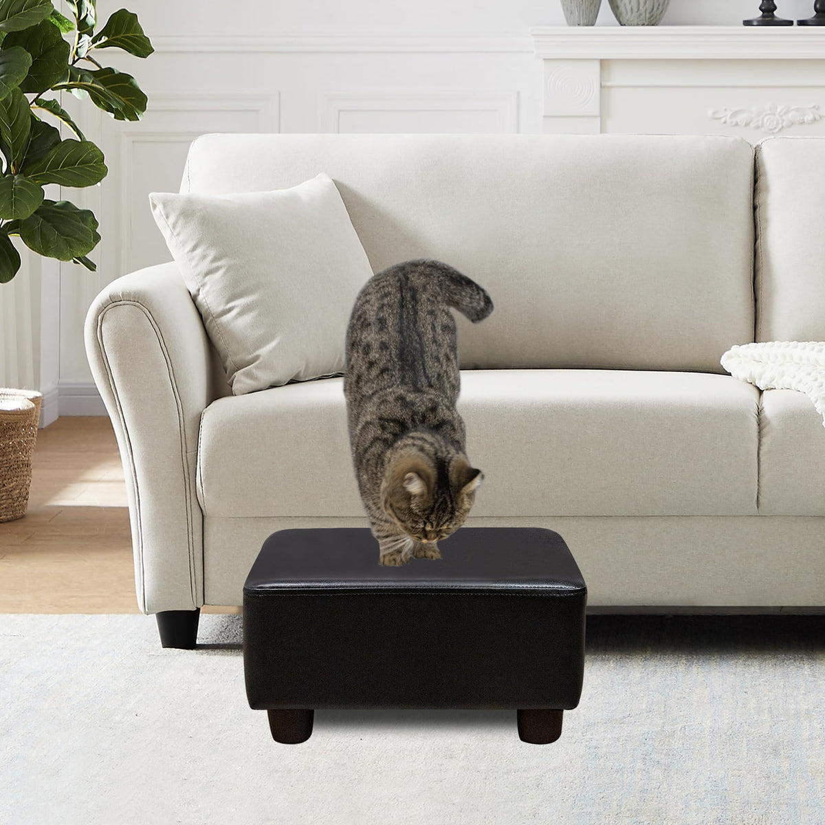 CAROLMADE small foot stool dimensions shows compact footprint under tables.
