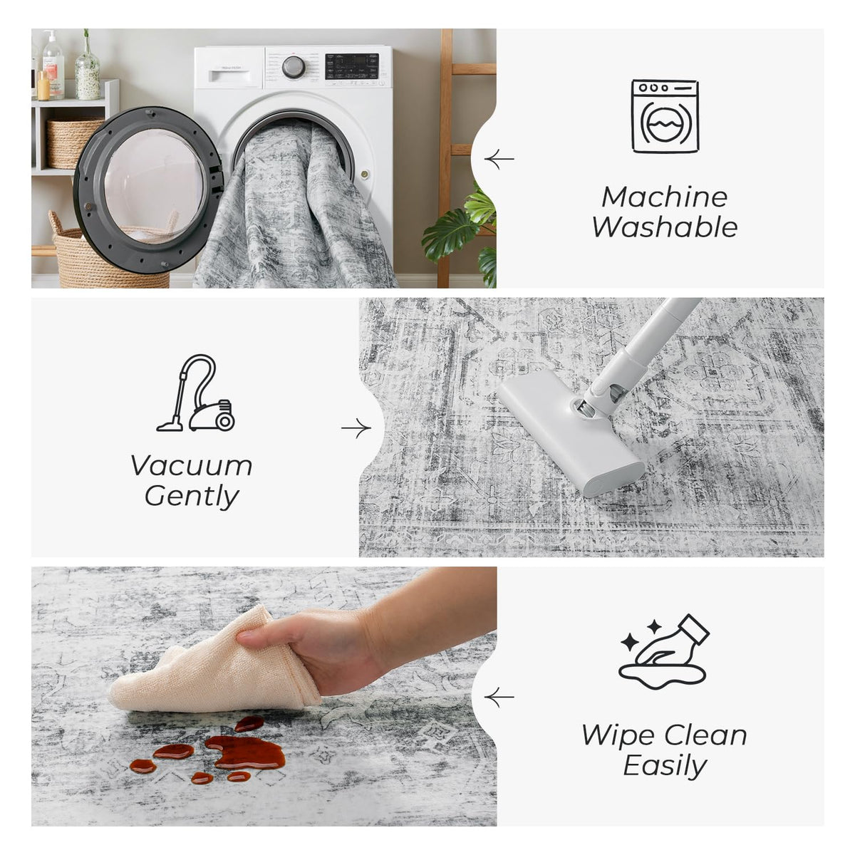Low 6 mm pile lets doors glide over and vacuums roll easily during daily cleaning.
